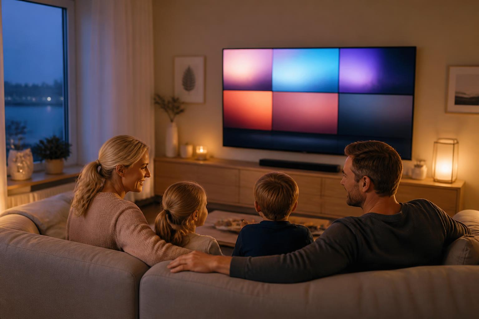 Familj som tittar på TV